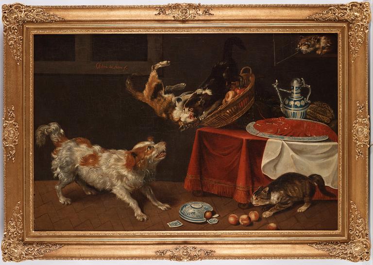 Frans Snyders Follower of, Cat and dog fight.