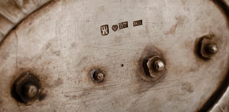 SOCKERSKRIN, silver, empire, Bengt Thelander, Jönköping 1827.  Vikt ca 468 g.