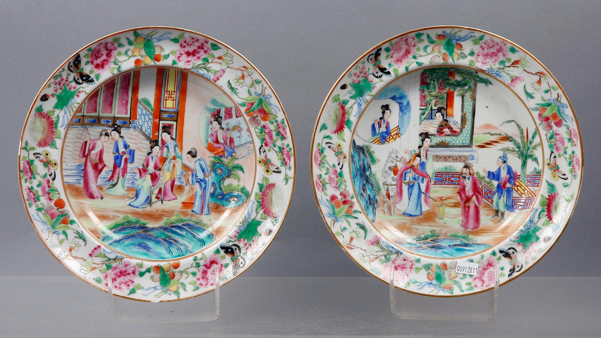 TALLRIKAR, 4 st, porslin, Kina 1800-tal.