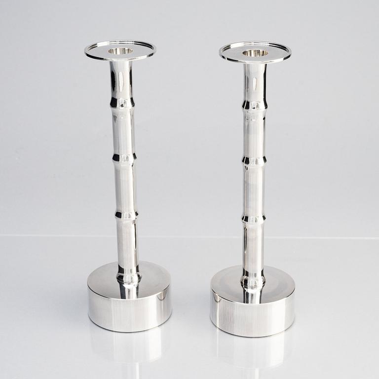 Sigurd Persson, a pair of Swedish 20th century silver candlesticks, Stockholm 1962, silversmith Johann Wist.
