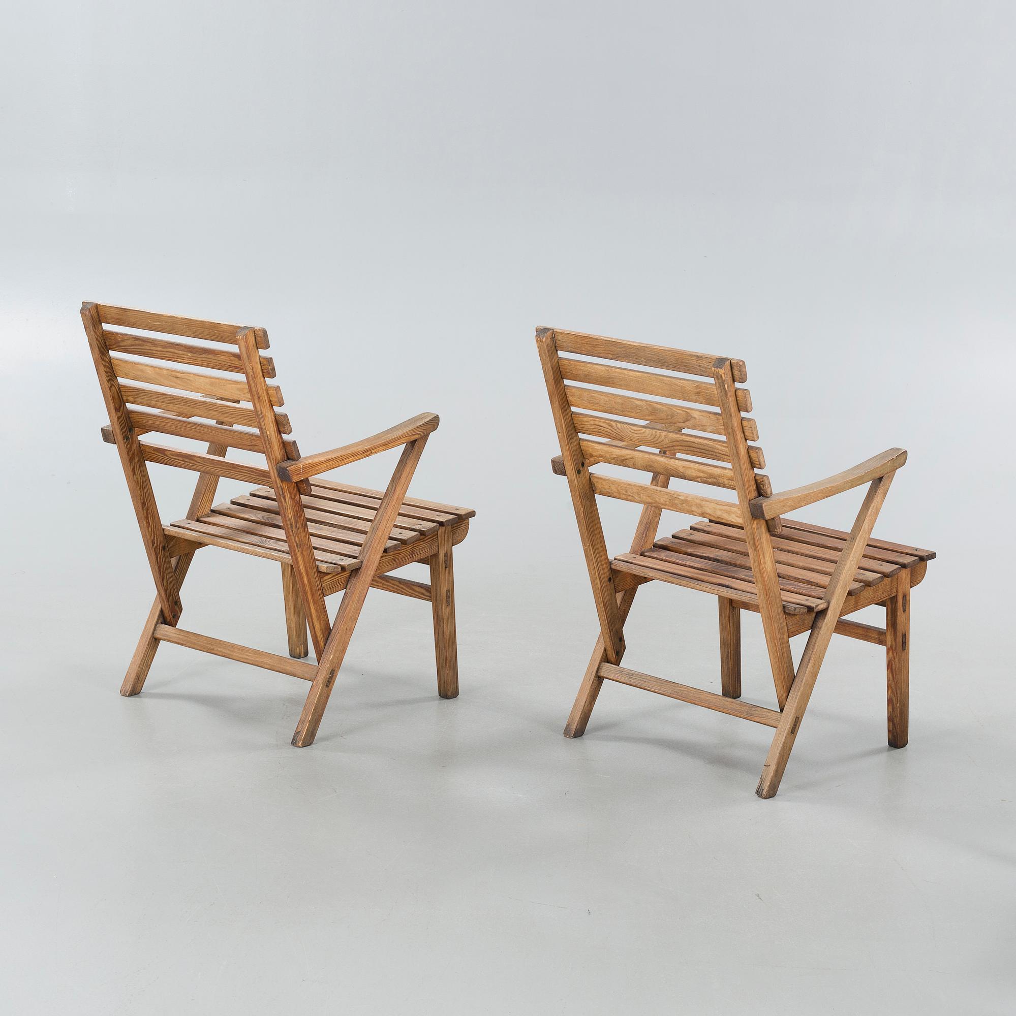 A garden group of 6 pcs, designed by Carl Malmsten for Igelstaverken AB, Sweden, second half of the 20th century.