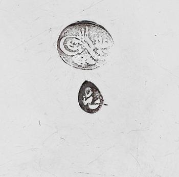 CHOKLADKOPP med LOCK, FAT och SKED. Silver, invändigt förgylld. Osmansk, Turkiet sent 1800-tal.