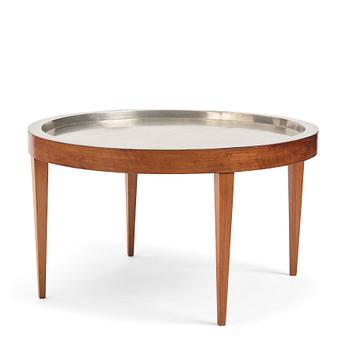 Josef Frank, a pewter top walnut table, model 2110, Svenskt Tenn Sweden, Mid 20th C. The table was designed in 1947.