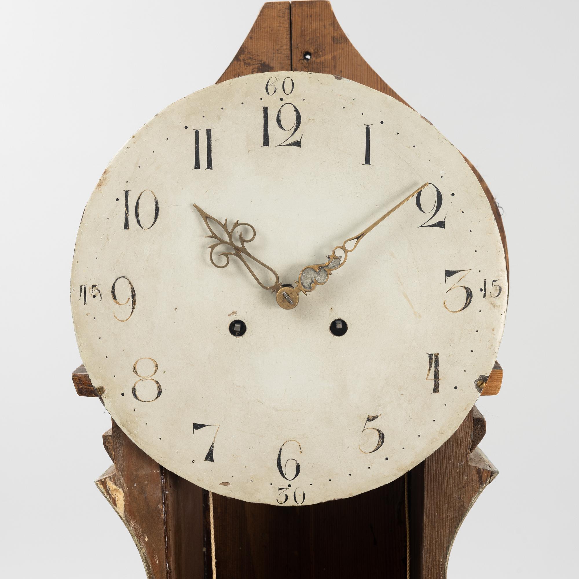 A rococo long case clock, Sweden, second half of the 18th century.