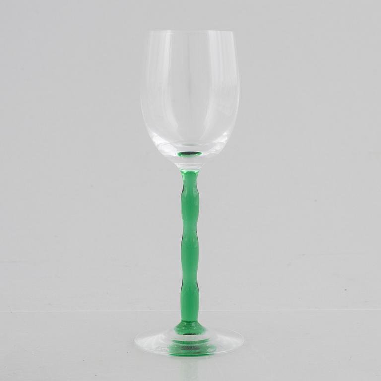 Gunnar Cyrén, seven "Nobel" red wine glasses and eleven white wine glasses, Orrefors, Sweden.