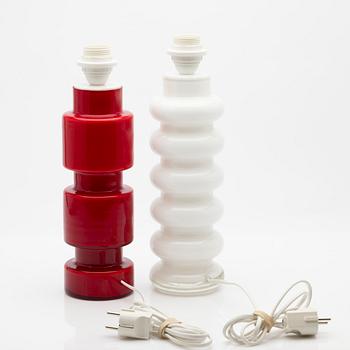 Peo (Per-Olof) Ström, Table lamps, 2 pcs, glass, Alsterfors, 1960s.