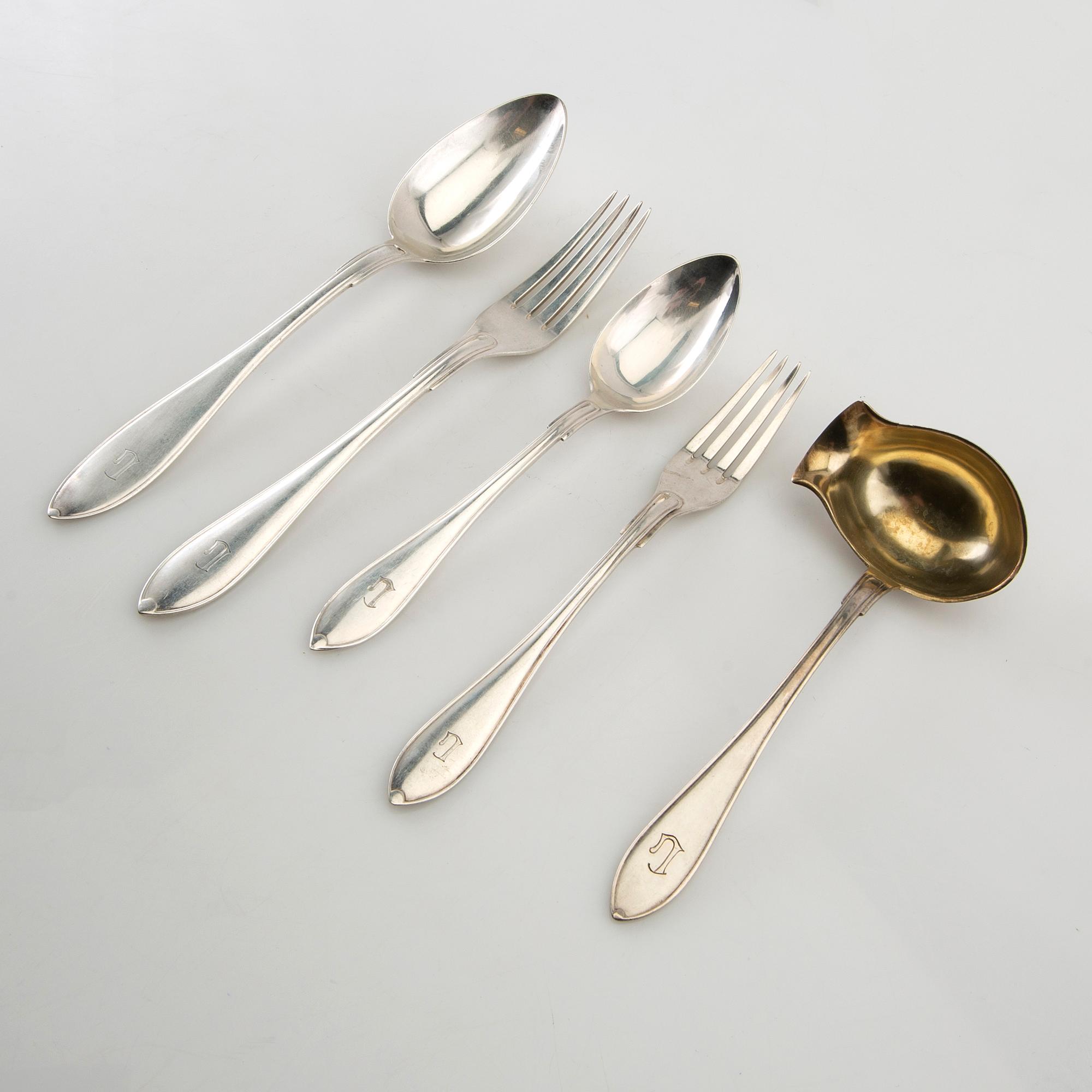 Bestick silver 21 dlr, Hanna Persson Kristianstad 1923 samt GAB Stockholm 1924.