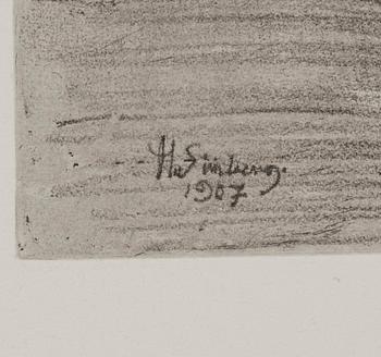 HUGO SIMBERG, etsningar, 2 st, den ena signerad och daterad 1907 i plåten.