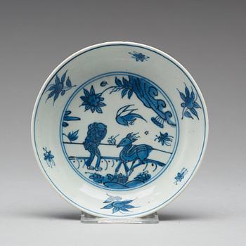 A set of 10 (9+1) blue and white dishes, Ming dynasty, Tianqi/Chongzhen.