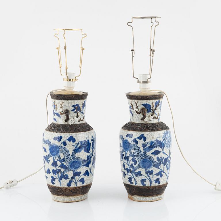 A set of two Chinese table lamps, 20th century.