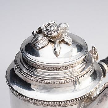 A Swedish Gustavian 18th century silver coffee-pot, mark of Petter Eneroth, Stockholm 1787.