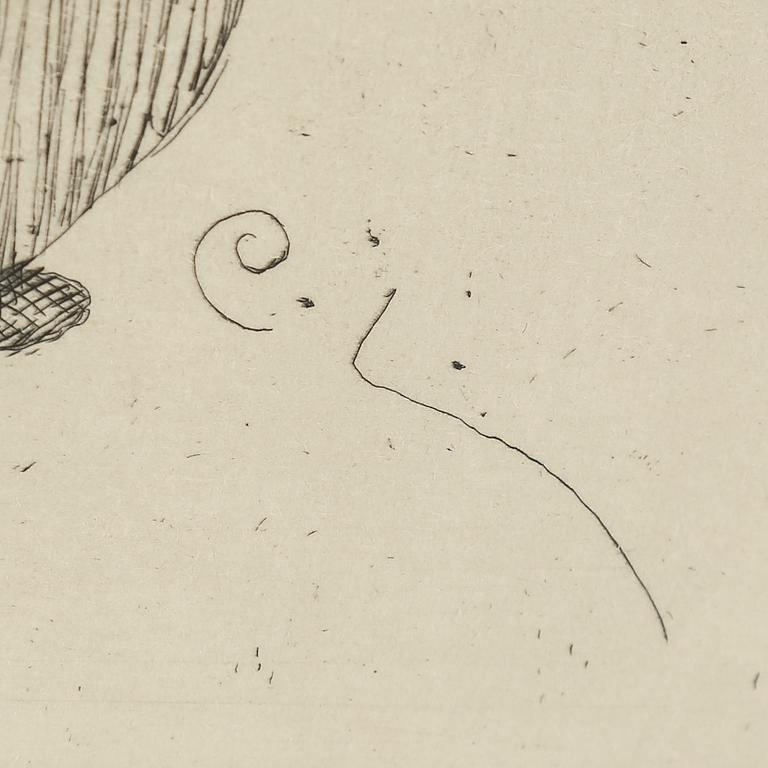 CARL LARSSON, etching, signed C.L. in the plate. Executed 1912. "The children of Hellberg the Carpenter".