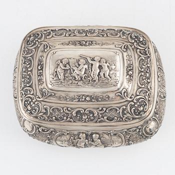 A German Silver 800 Rococo-Style Sugar Box, circa 1900.