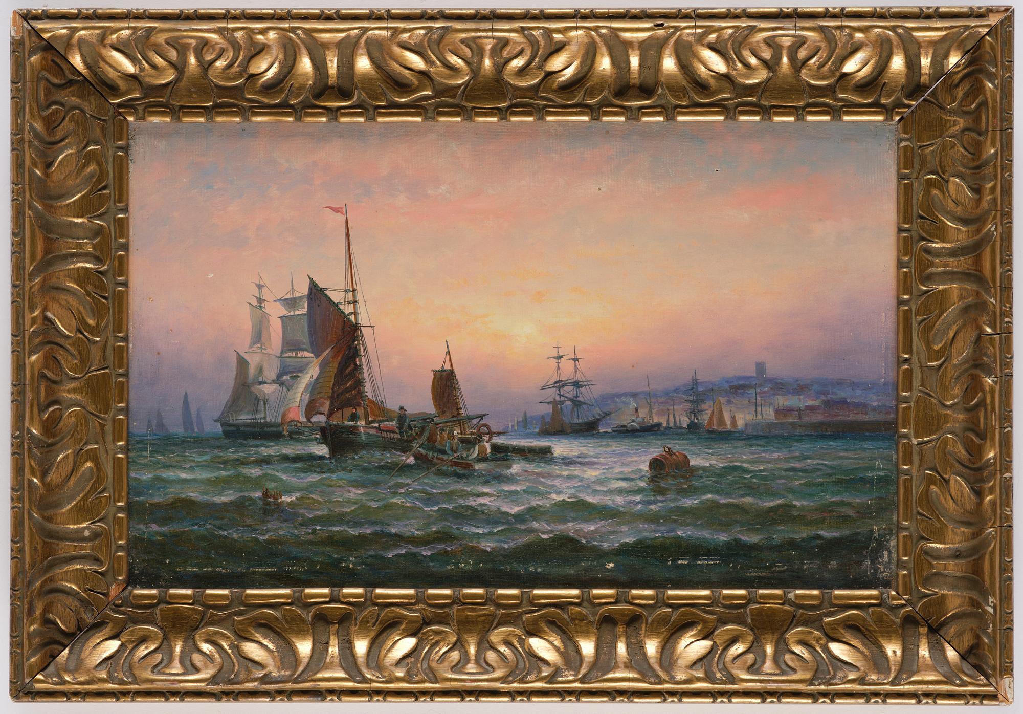 Ships at sunset.
