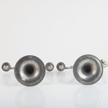 Edvin Ollers, a pair of pewter candelabra, Stockholm 1924.