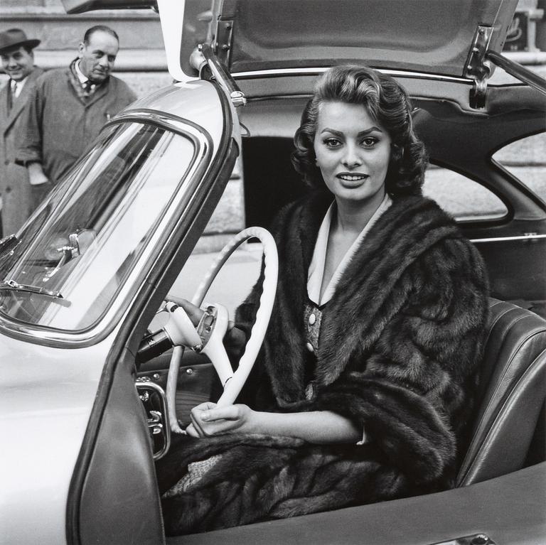Per-Olow Anderson, "Sophia Loren photographed in Per-Olow's Mercedes Benz 300 in SL Rome 1954".