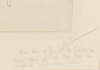 CARL LARSSON, etsning, signerad C.L. i blyerts med dedikation. Utförd 1909. Etat 1. Mycket sällsynt. "Två systrar".
