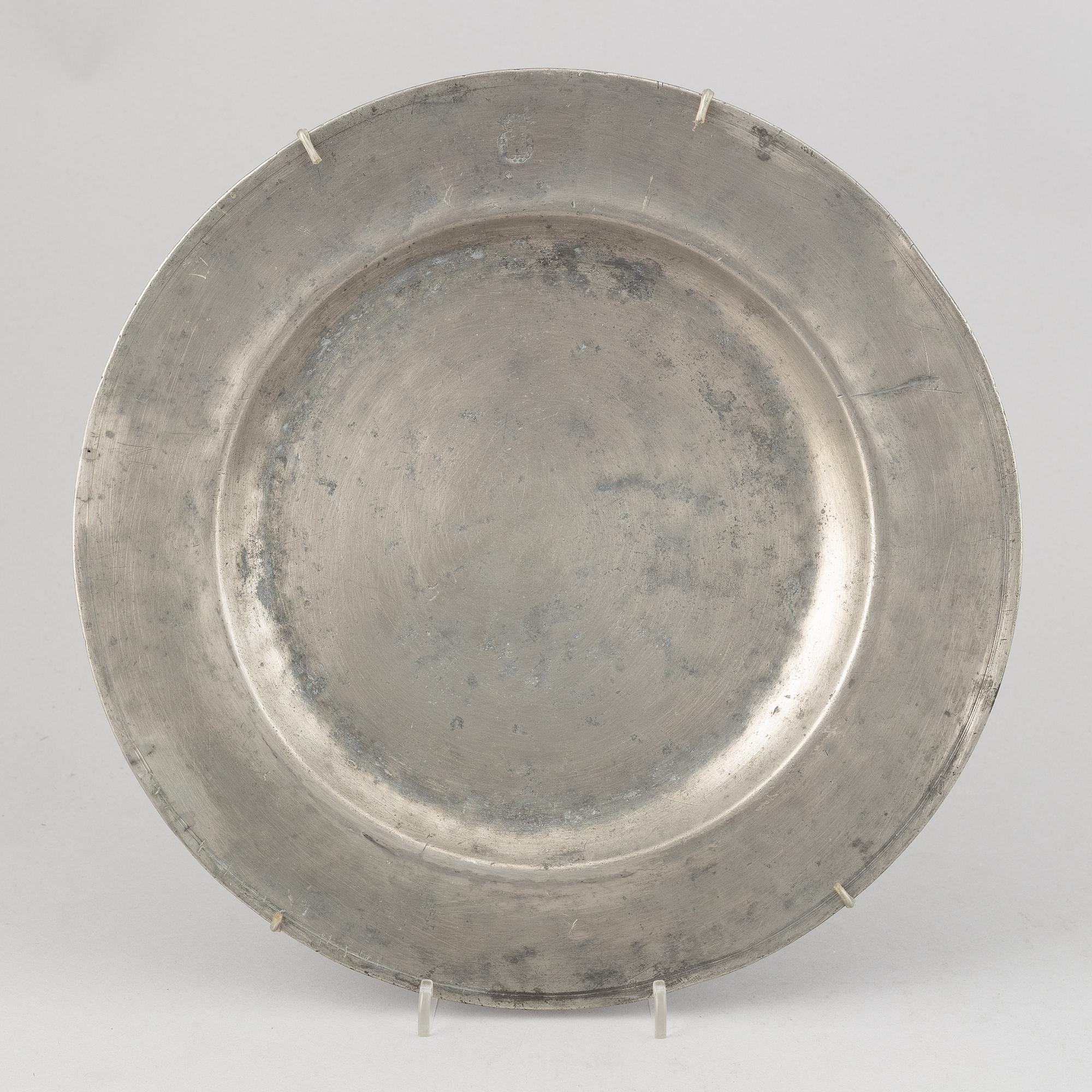 A group of six pewter dishes, different makers mark, most early 19th Century, Swedish/English.