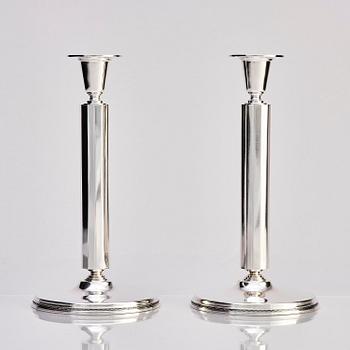 Atelier Borgila, a pair of sterling silver candlesticks, Stockholm 1982.