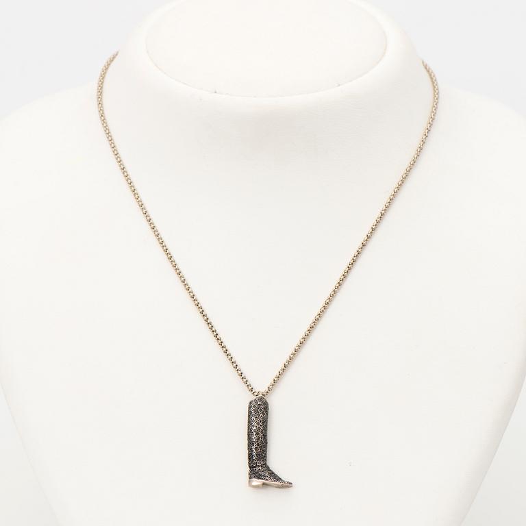 HÄNGE, svarta briljantslipade diamanter ca 1 ct. 14K vitguld. Mikaela Soratie. Helsingfors 2005.
