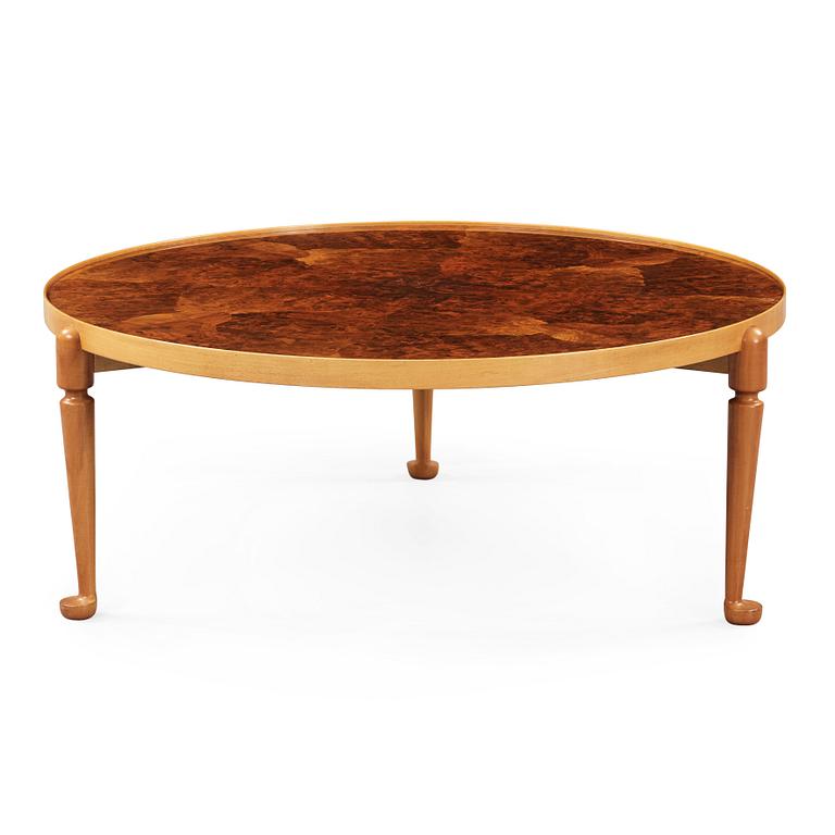 A Josef Frank walnut and burrwood sofa table, Svenskt Tenn, model 2139.