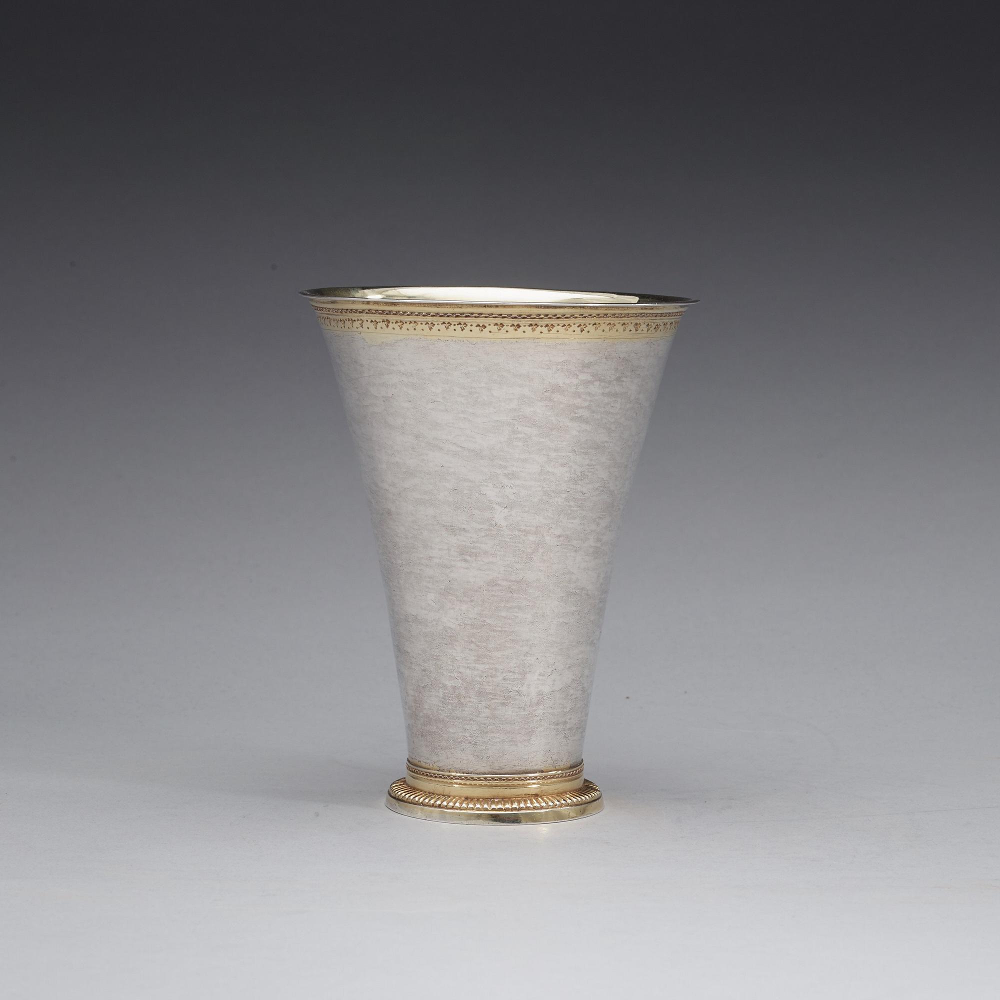 A Swedish 18th century parcel-gilt beaker, marks of Jacob Lundbom, Askersund (1750-1753).