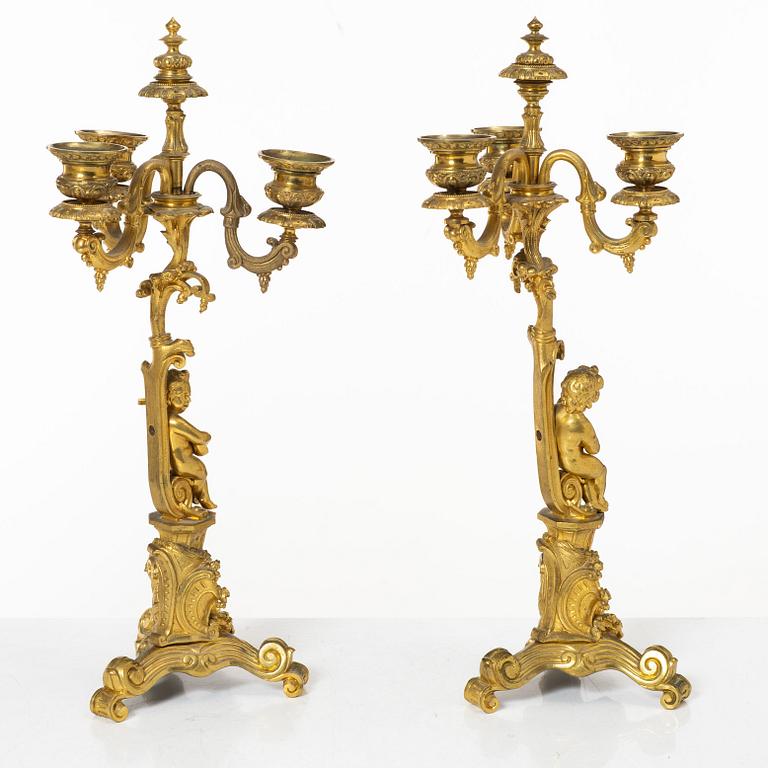 A pair of Louis XV style candelabras, 20th century.