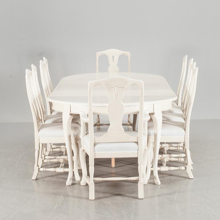 MATSALSMÖBLEMANG, 11 delar, rokokostil, K A Roos, Helsingborg.