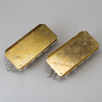 CARL FAGERLUND, a pair of glass wall lights, Orrefors, late 20th century.