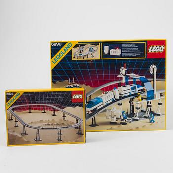 A Lego "Monorail Transport System" 6990 and "Monorail Accessory Track" 6921, Denmark, 1987-88.