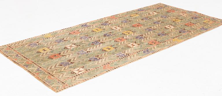 Märta Måås-Fjetterström, draperi, "Rågen", inplock på linnebotten, ca 275 x 127 cm, signerad AB MMF.
