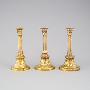 Three French late 18th century candle holders.