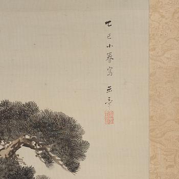 A large Japanese kakiemono, 20th Century. Signed Kawabata Gyokushō (川端 玉章 1842-1913).