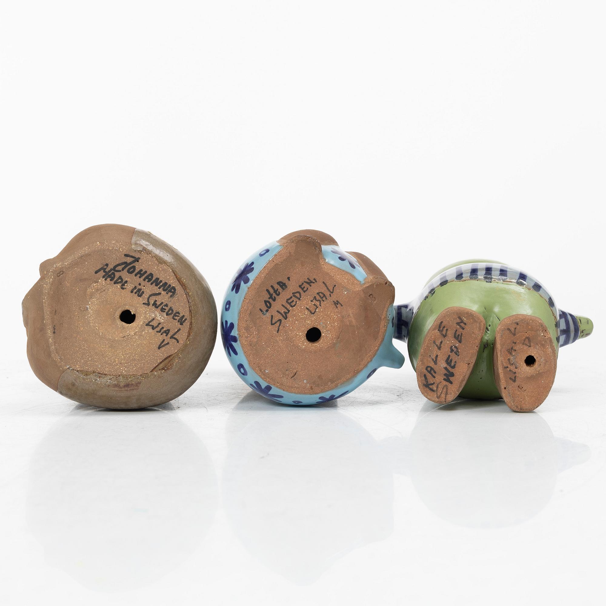 Lisa Larson, three stoneware figurines from the series 'Larsons ungar', Gustavsberg, Sweden.