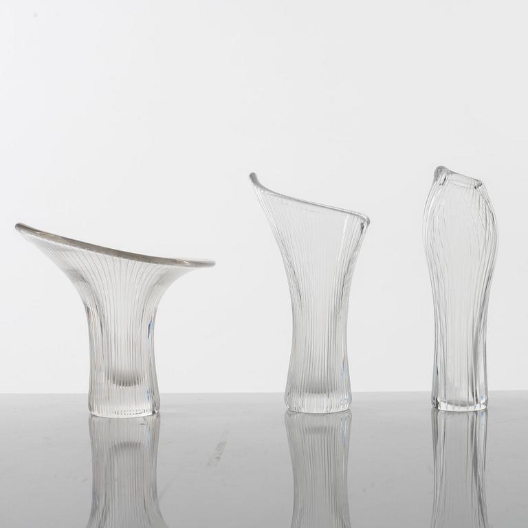 Tapio Wirkkala, vaser och skålar, glas, 6 delar, Ittala, Finland.