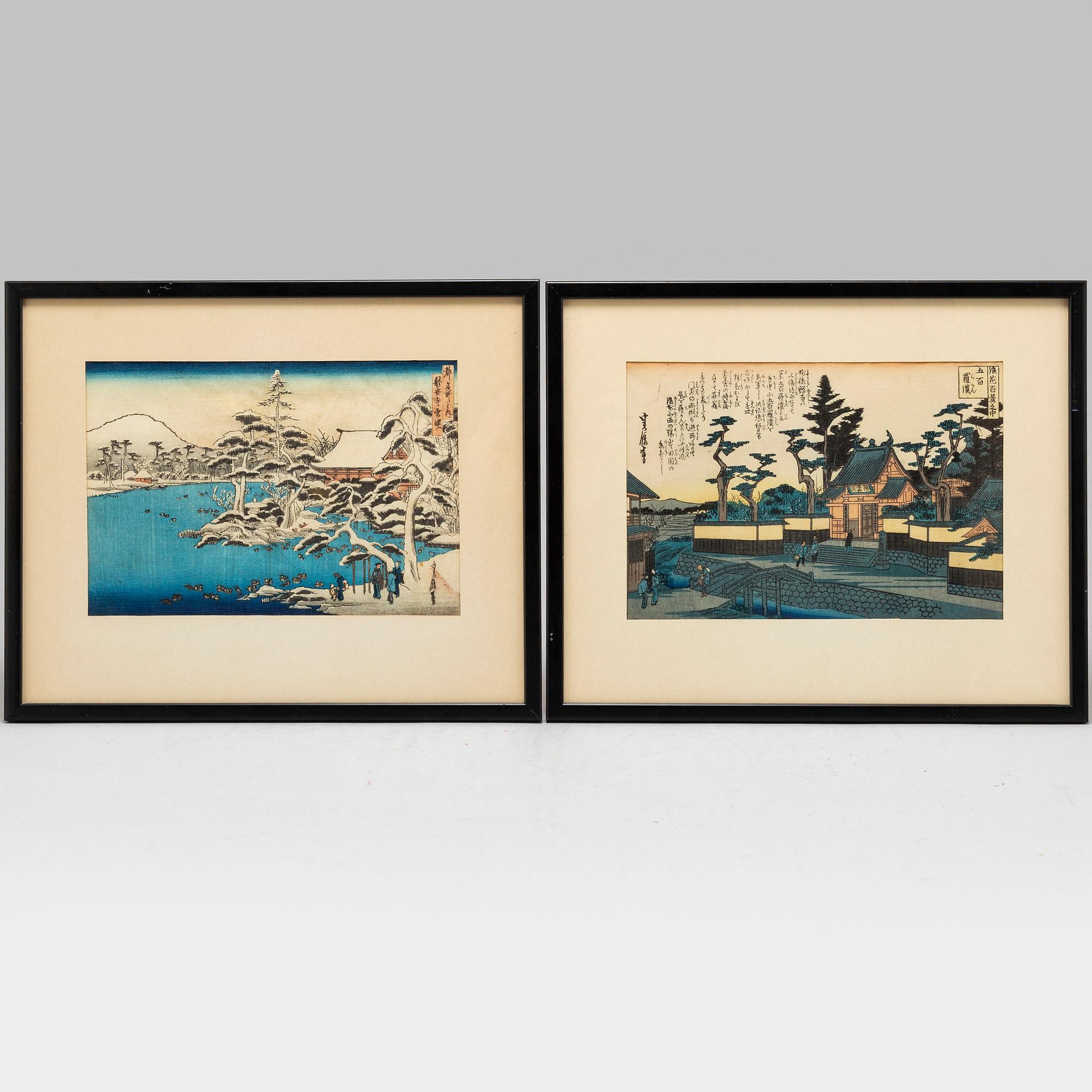 HASEGAWA SADANOBU I, färgträsnitt, 2 blad från album. Japan, 1900-tal.