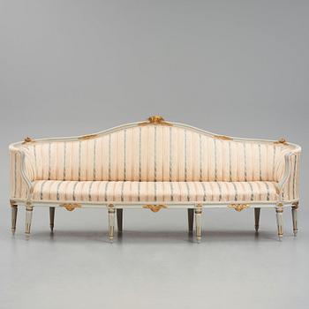 A Gustavian carved sofa by J. Malmsten (master in Stockholm 1780-1788).