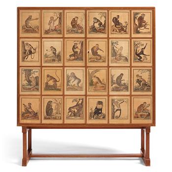 408. Josef Frank, 'Apskåpet' (The monkey cabinet), a rare cabinet covered with prints of different monkeys, Svenskt Tenn, Sweden ca 1941.