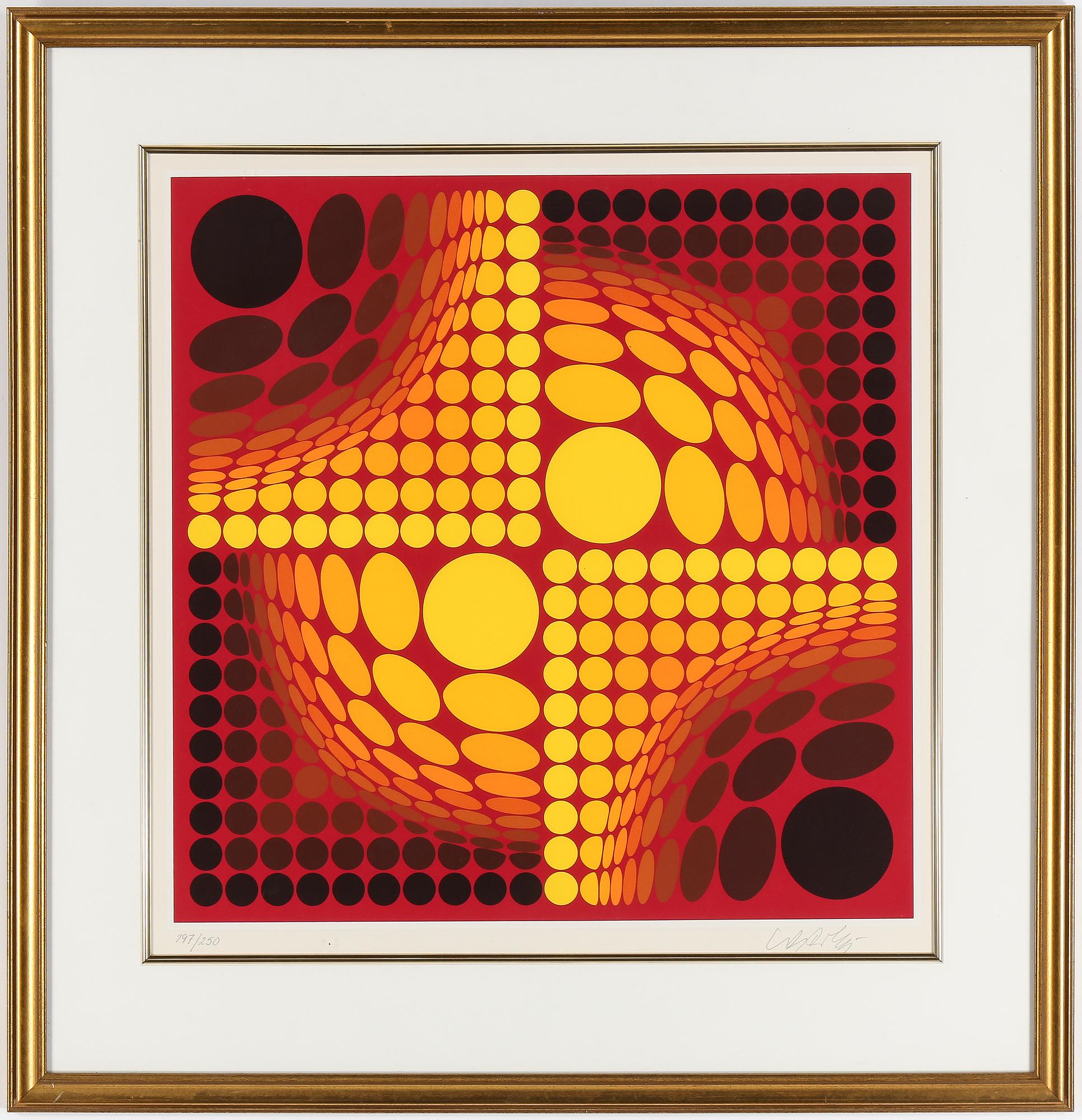 VICTOR VASARELY, färglitografi, signerad och numrerad 197/250.