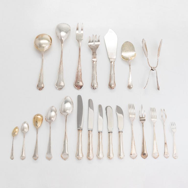 A 145-piece silver cutlery set, 145 pieces, 'Chippendale', 1950s-80s.