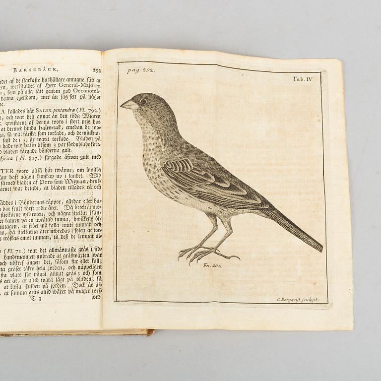 Linné om Skåne, 1751, med graverad karta och planscher.