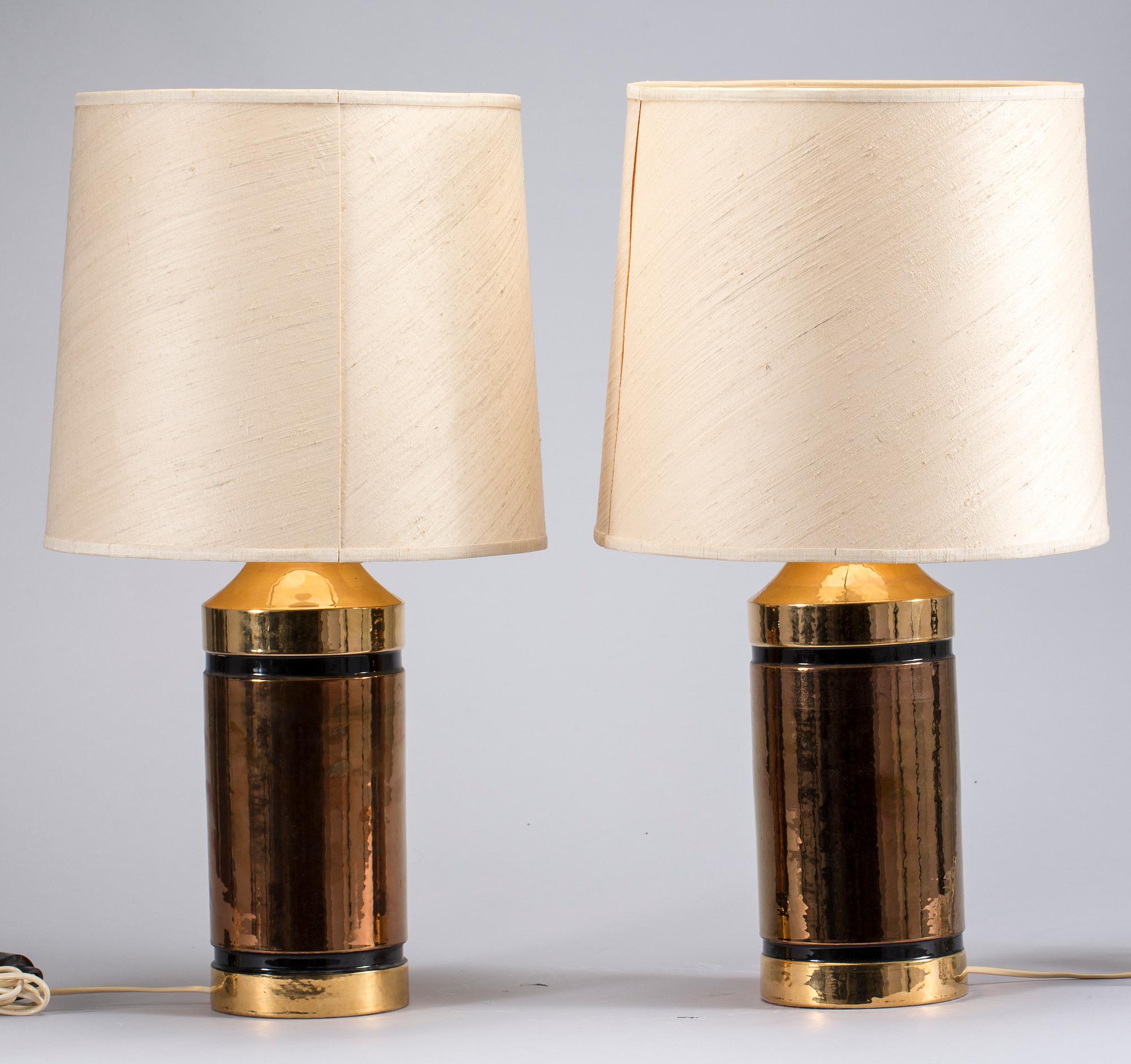 BORDSLAMPOR, ett par, keramik, Bergboms, 1960/70-tal.