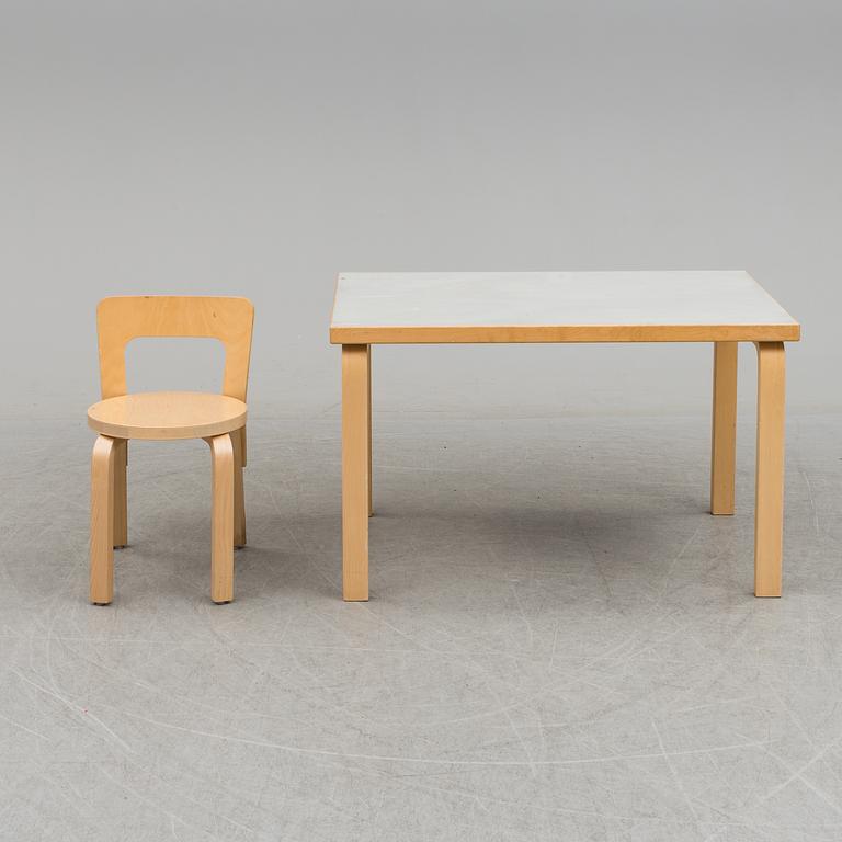 ALVAR AALTO, bord samt stol. 1900-talets slut / 2000-tal.