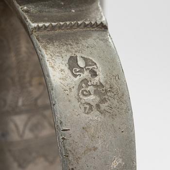 A German pewter ewer, with inscription 1744.