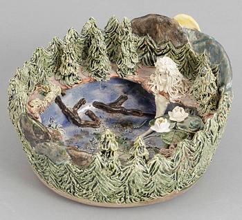 SKÅL, majolika, signerad "KB" o daterad-96.