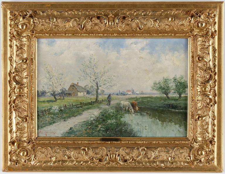 OKÄND KONSTNÄR, olja på duk, 1800-talets slut. Signerad Al Reimers.