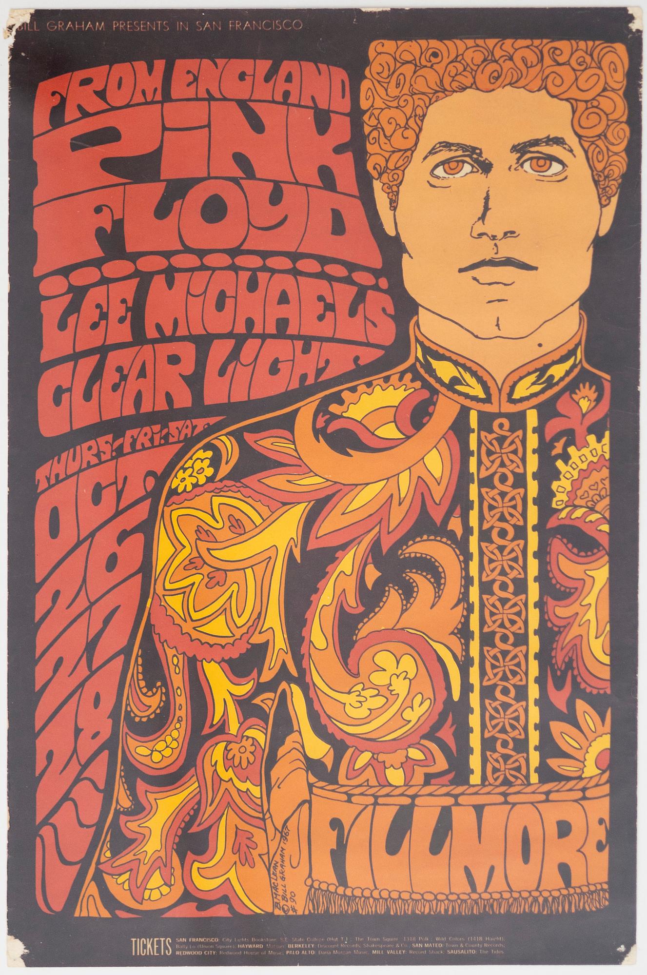Wes Wilson, Bonnie MacLean & Greg Irons, "Bill Graham Presents", concert posters, 3 pcs. including West Coast Lithograph, 1967.