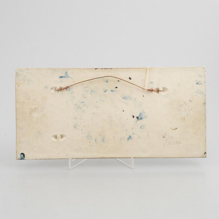 Börje Skohg, väggplaketter, tre stycken, stengods, Gustavsberg/Gustavsberg studio, 1970-tal.
