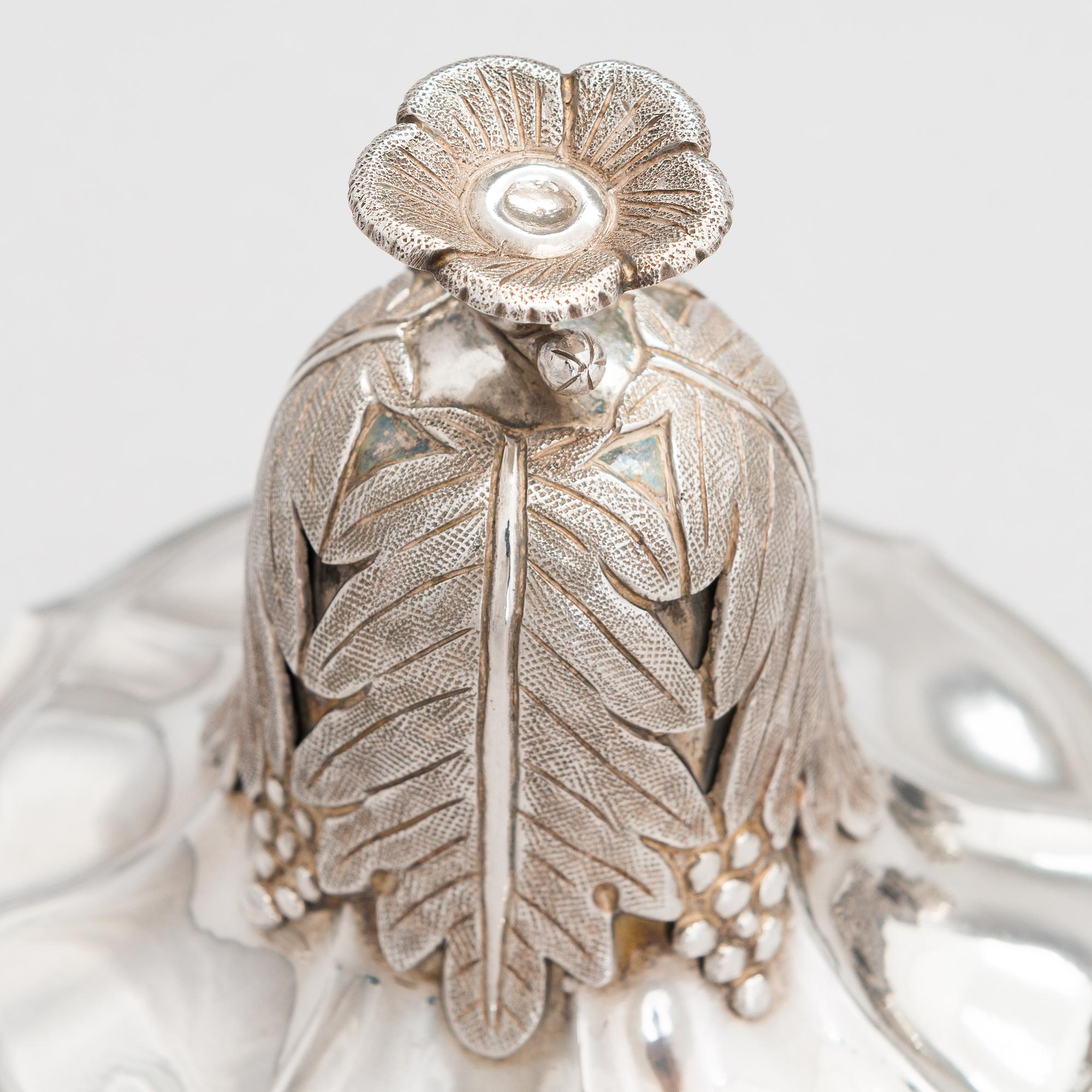 A 19th-century silver sugar bowl, maker's mark of Olof Robert Lundgren, Turku, Finland 1857.