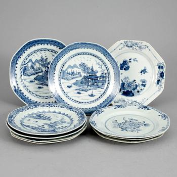 TALLRIKAR, 10 st, porslin, Qianlong resp Jiaqing, Kina 1700-1800-tal.